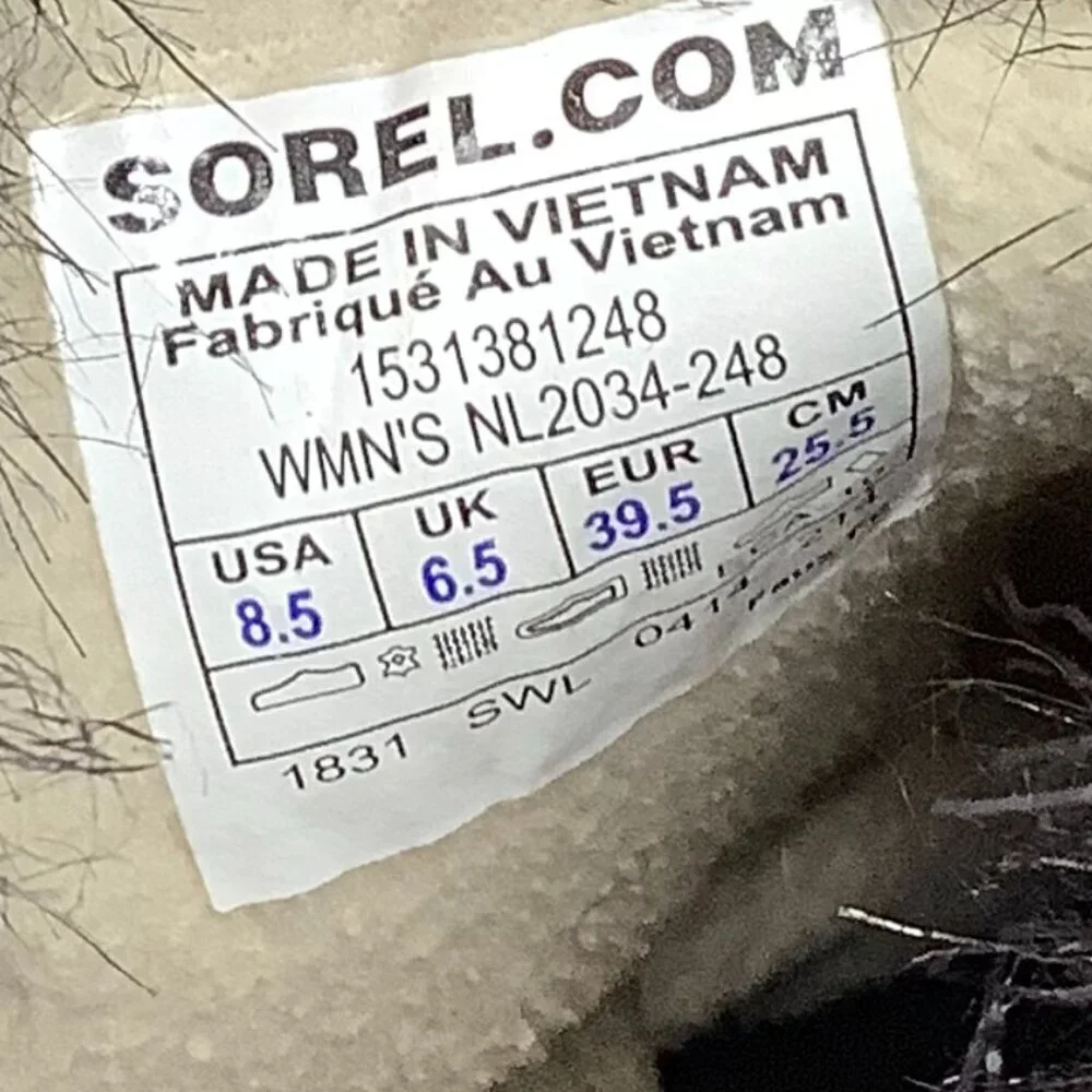 Sorel women's Tofino Herringbone tall boots 8.5 brown blue laces winter snow